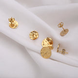 10Pcs Stainless Steel Hammered Texture Earring Studs