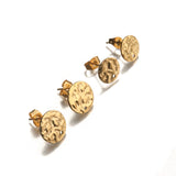 10Pcs Stainless Steel Hammered Texture Earring Studs