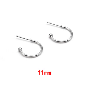 10Pcs Stainless Steel Plated Round Post Hoop Earring Hooks DIY Jewelry Making
