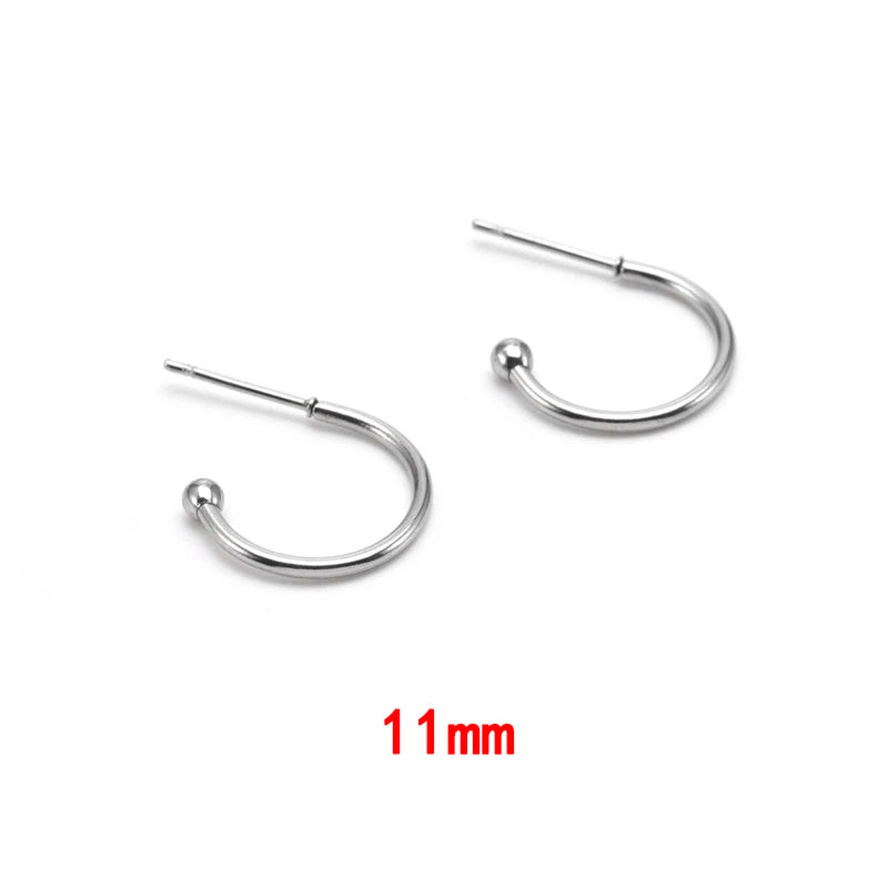 10Pcs Stainless Steel Plated Round Post Hoop Earring Hooks DIY Jewelry Making