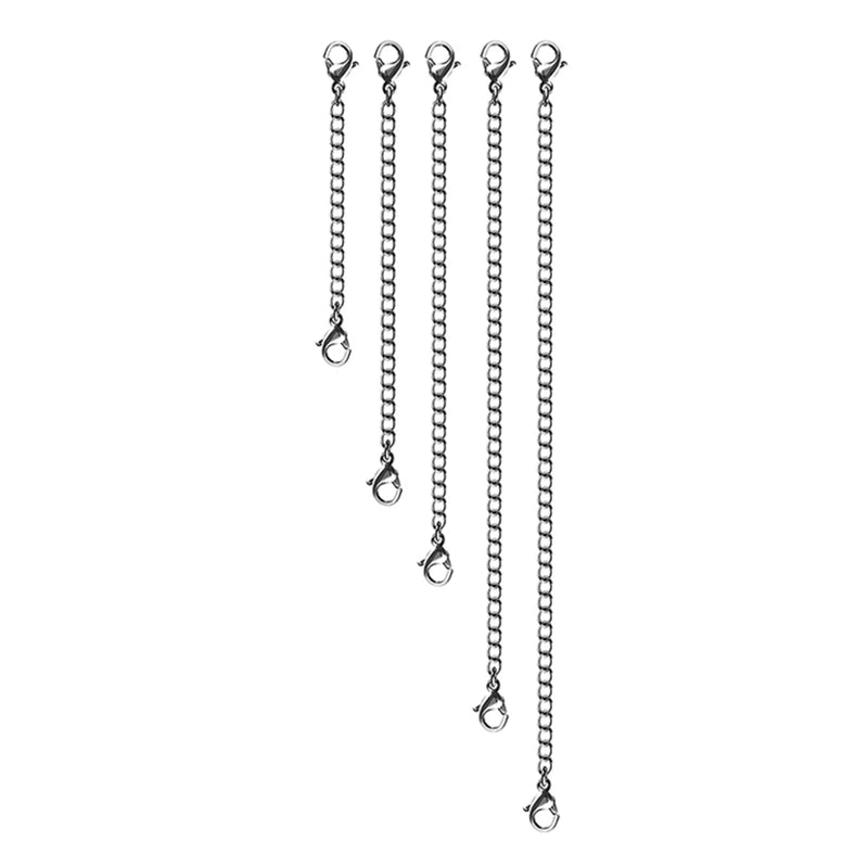 10Pcs Stainless Steel Necklace Bracelet Extension Chains with Lobster Clasps