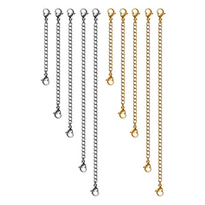 10Pcs Stainless Steel Necklace Bracelet Extension Chains with Lobster Clasps
