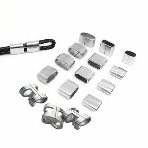 10Pcs Stainless Steel Punk Hollow Leather Clasp Spacer Bead