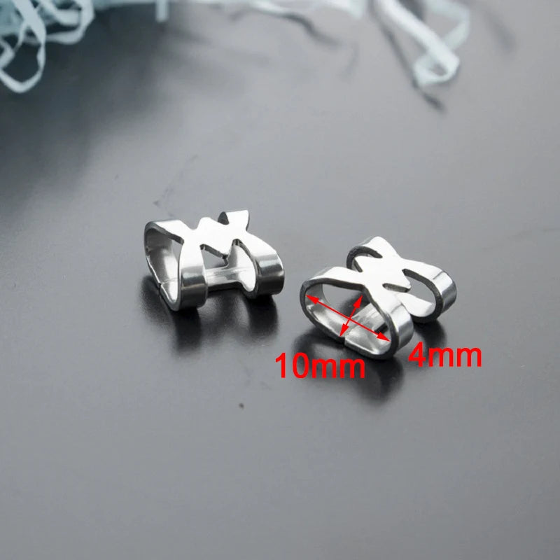 10Pcs Stainless Steel Punk Hollow Leather Clasp Spacer Bead