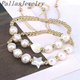 Adjustable Braided Rope Bracelet with Star Heart Shell Charm for Women