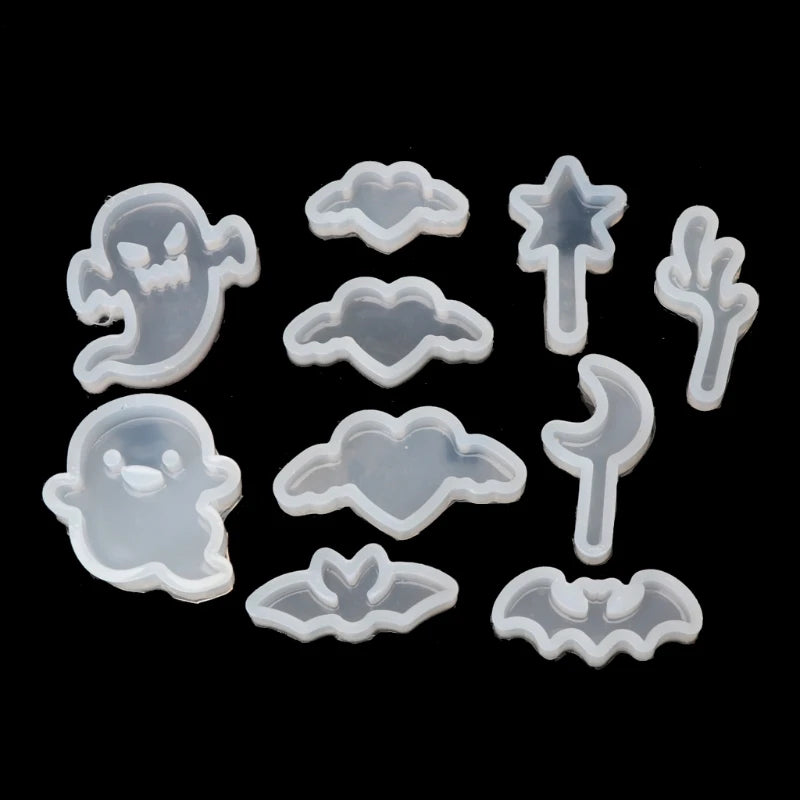 10Pcs Star Moon Ghost Elf Love Pendant Jewelry Silicone Mold Resin Craft Tool