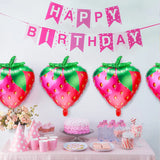 10Pcs Strawberry Balloons for Girls Birthday Party Decorations
