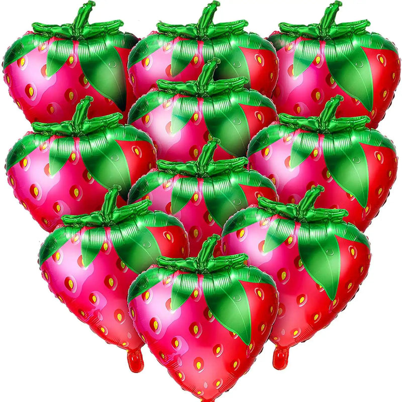 10Pcs Strawberry Balloons for Girls Birthday Party Decorations