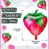 10Pcs Strawberry Balloons for Girls Birthday Party Decorations