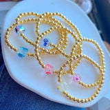 10Pcs Evil Eyes Charm Enamel Brass Beaded Candy Bracelet Jewelry