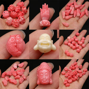 10Pcs Synthetic Coral Buddha Beads Flower Isolation Bead