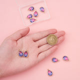 10Pcs Teardrop Crystal Glass Pendants Charms with Brass Edge for DIY Accessories