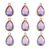 10Pcs Teardrop Crystal Glass Pendants Charms with Brass Edge for DIY Accessories