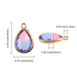10Pcs Teardrop Crystal Glass Pendants Charms with Brass Edge for DIY Accessories