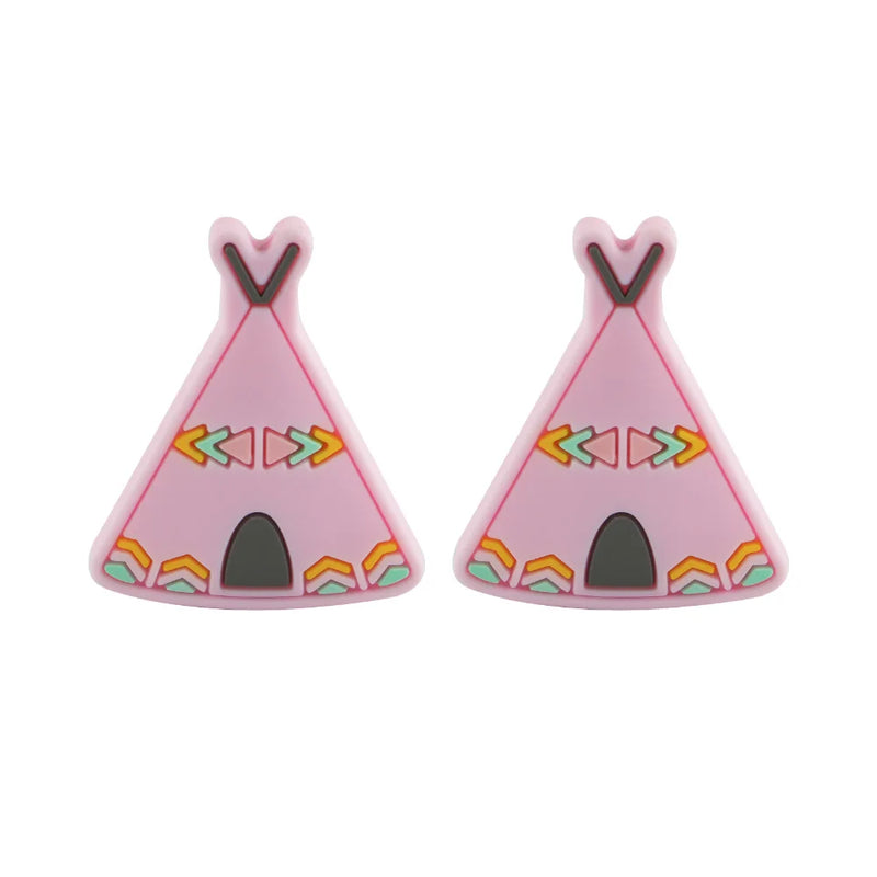 10Pcs Tent Silicone Beads Food Teether DIY Jewelry Pacifier Chain Baby Bead
