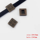 10Pcs Flower Square Spacer Beads 10x2mm Hole for DIY Flat Leather Cord Jewelry