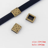 10Pcs Flower Square Spacer Beads 10x2mm Hole for DIY Flat Leather Cord Jewelry