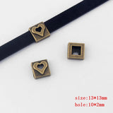 10Pcs Flower Square Spacer Beads 10x2mm Hole for DIY Flat Leather Cord Jewelry