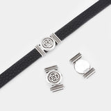 10Pcs Tibetan Silver Chinese Knot Slider Spacers For Flat Leather Bracelet