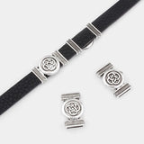 10Pcs Tibetan Silver Chinese Knot Slider Spacers For Flat Leather Bracelet