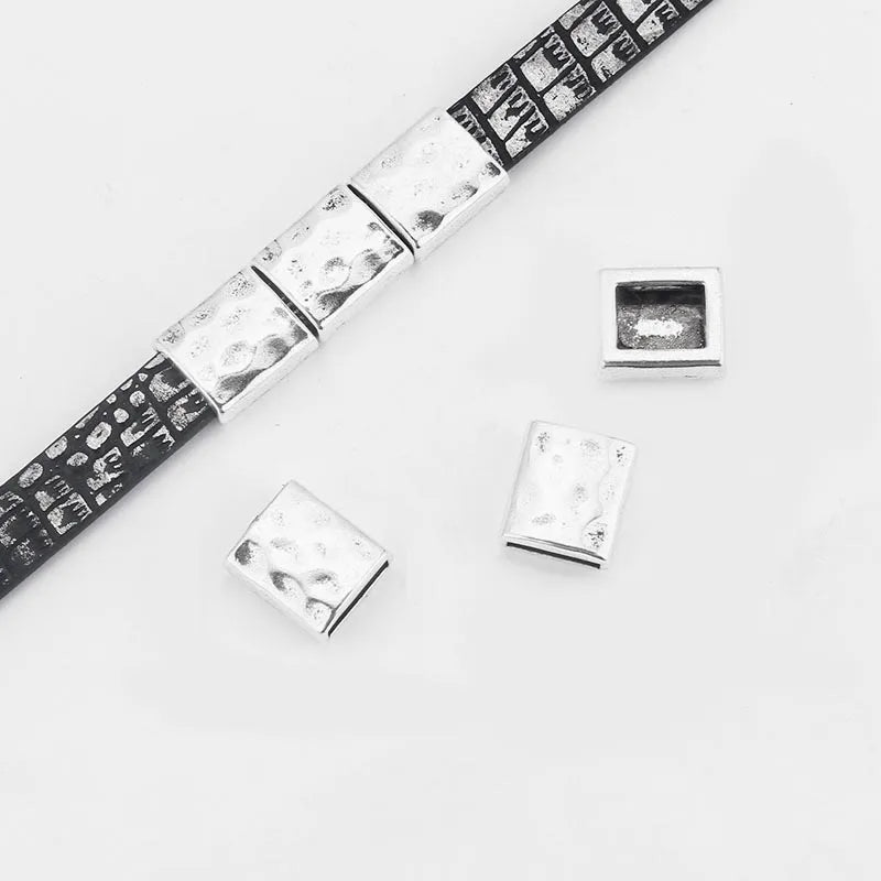 10Pcs Tibetan Silver Slider Spacer Beads for DIY Leather Cord Jewelry
