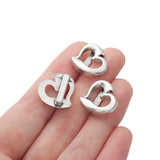 10Pcs Tibetan Silver Heart Spacer Beads 10x2mm for Leather Cord Bracelet DIY