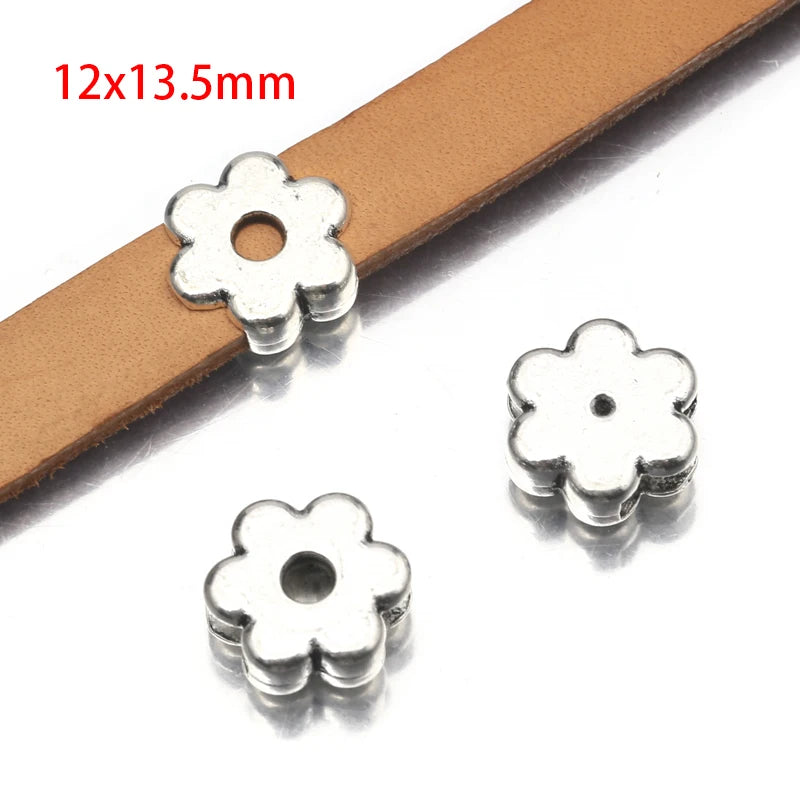 10Pcs Tibetan Silver Clover Spacer Beads For 10mm Leather Cord DIY Bracelet