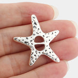 Tibetan Silver Starfish Spacer For 6mm Leather Cord DIY Bracelet