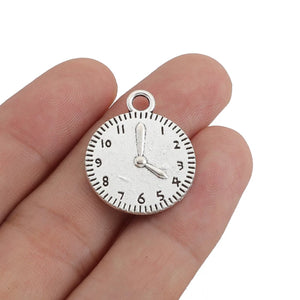 10Pcs Tibetan Sliver Round Clock Charms Pendant For DIY Necklace
