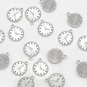 10Pcs Tibetan Sliver Round Clock Charms Pendant For DIY Necklace