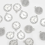 10Pcs Tibetan Sliver Round Clock Charms Pendant For DIY Necklace