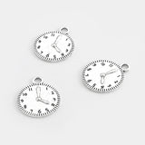 10Pcs Tibetan Sliver Round Clock Charms Pendant For DIY Necklace