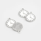 10Pcs Tibetan Sliver Round Clock Charms Pendant For DIY Necklace