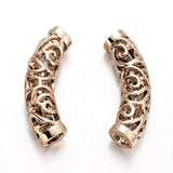 10Pcs Tibetan Style Alloy Curved Tube Beads Slide Spacer Antique Silver