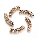 10Pcs Tibetan Style Alloy Curved Tube Beads Slide Spacer Antique Silver