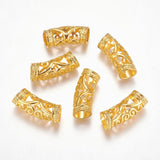 10Pcs Tibetan Style Alloy Curved Tube Beads Slide Spacer Antique Silver