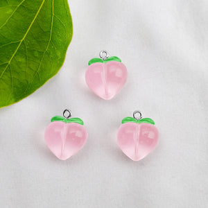 10Pcs Peach Flat Resin Charms for DIY Jewelry Earring Necklace Keychain