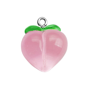 10Pcs Peach Flat Resin Charms for DIY Jewelry Earring Necklace Keychain
