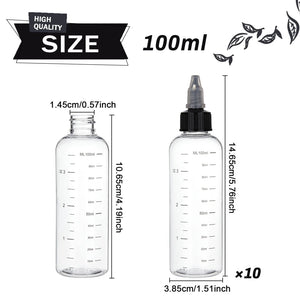 10Pcs 100ml Plastic Bottle with Cap Dropping Jars