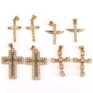 10Pcs CZ Pave Cross Charms Pendant for Jewelry Making