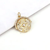 10Pcs CZ Micro Pave Metal Round Charms Pendant for DIY Bracelet Necklace