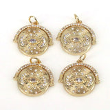 10Pcs CZ Micro Pave Metal Round Charms Pendant for DIY Bracelet Necklace