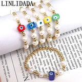 10Pcs Colorful Square Lampwork Eye Beaded Bracelets for Women