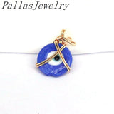 10Pcs Colorful Evil Eye Wire Wrapped Pendant Necklace DIY Charms