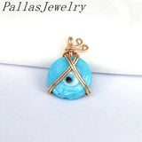 10Pcs Colorful Evil Eye Wire Wrapped Pendant Necklace DIY Charms
