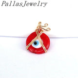 10Pcs Colorful Evil Eye Wire Wrapped Pendant Necklace DIY Charms