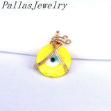 10Pcs Colorful Evil Eye Wire Wrapped Pendant Necklace DIY Charms