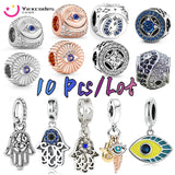 10Pcs Triple Amulet Charm Shining Omniscient Eye Charm Fatima Guardian Hand...