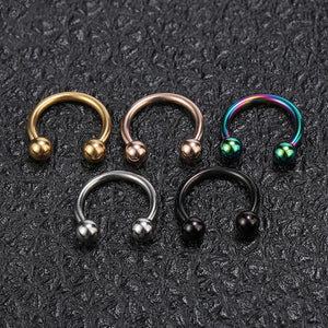 10Pcs Titanium Nose Piercing Horseshoe Ring Hoop Septum Nipple Eyebrow