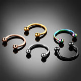 10Pcs Titanium Nose Piercing Horseshoe Ring Hoop Septum Nipple Eyebrow